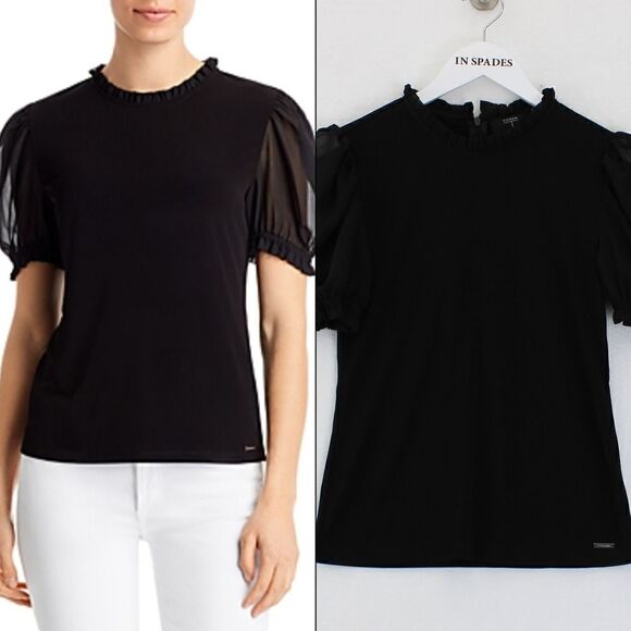 T Tahari Chiffon Sleeve Top - Picture 1 of 3